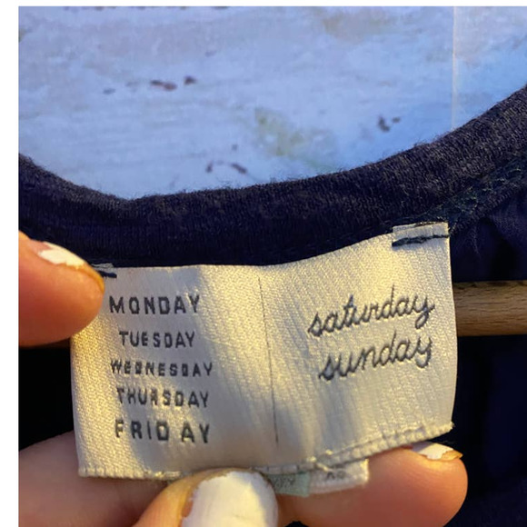 Anthropologie Saturday Sunday Blue Chiffon Peplum Hemline & Back Detail Tee - Picture 5 of 8